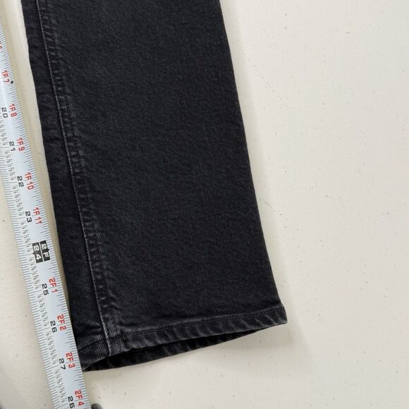 AGOLDE Riley Long Straight Jeans Sz 25 Black High Rise Ankle Button Fly Stretch - Picture 12 of 13